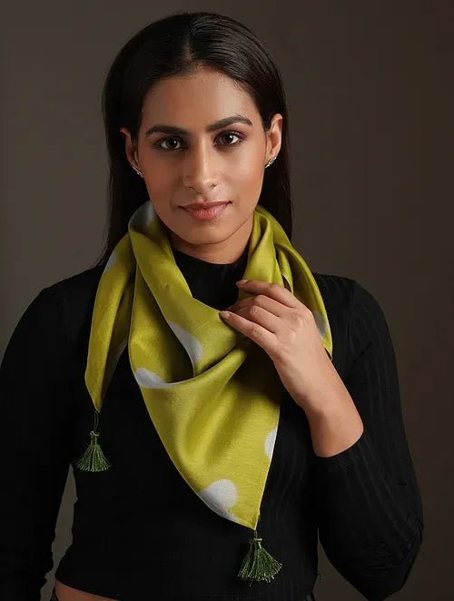 Olive green Clamp Dye Chanderi Silk Stole Preppy unclassified dresses