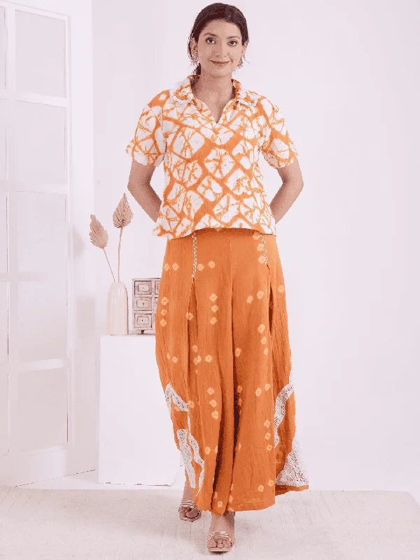 Orange & White Tie-Dye Co-ord Set Stylish unclassified dresses