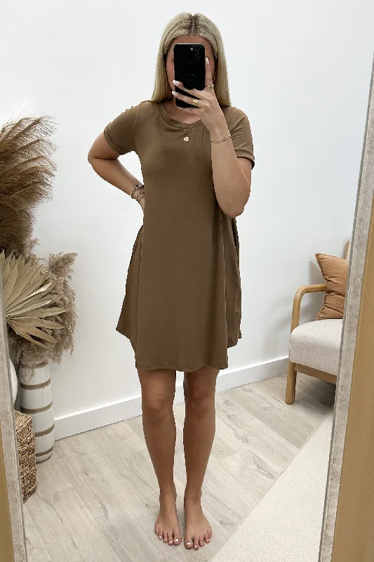 "It's Too Easy" Dress (Mocha) Smocked unclassified dresses