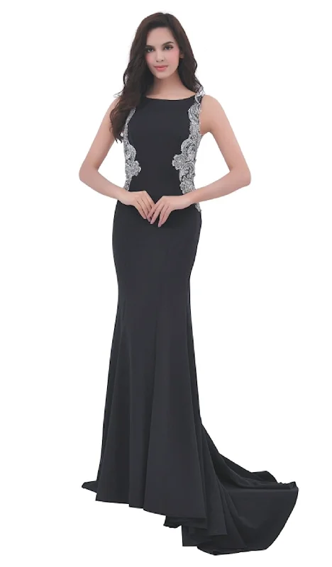 J'Adore Dresses - J11351 Bateau Embellished Evening Gown Color block unclassified dresses