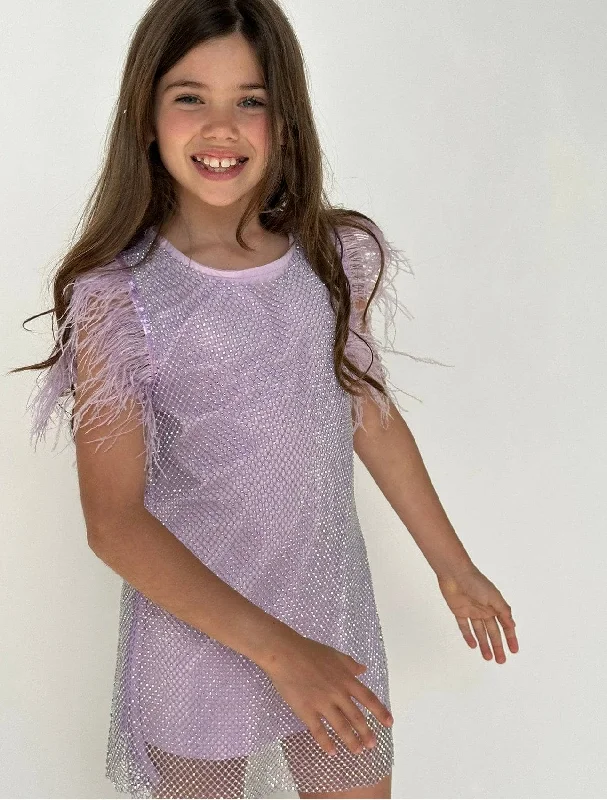 Lavender Crystal Feather Dress A-line unclassified dresses