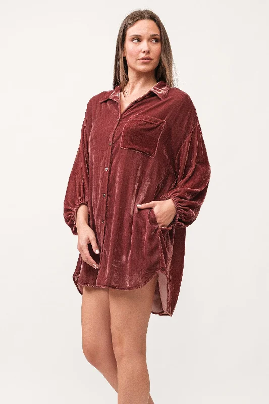 LEIGH COLLARED BUTTON DOWN 3/4 SLEEVE DRESS MARRON Wedding guest unclassified dresses