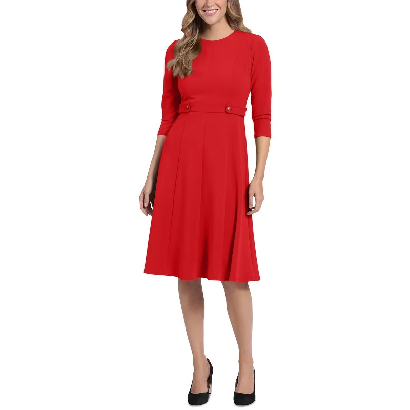 London Times Womens Petites Crepe 3/4 Sleeves Fit & Flare Dress Club unclassified dresses