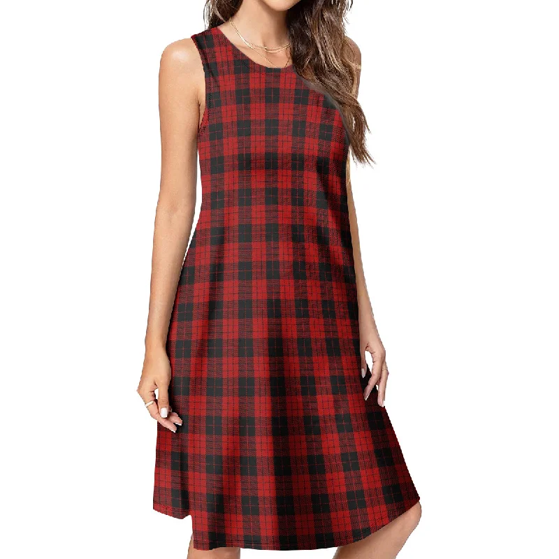 MacLeod Black and Red Tartan Womens Casual Dresses Tiered unclassified dresses