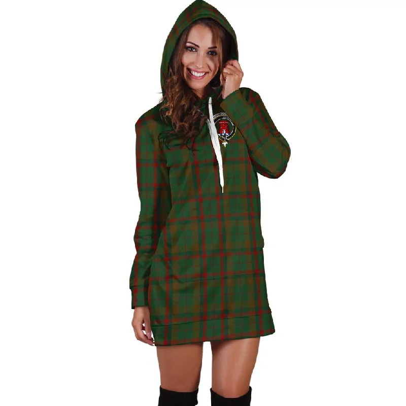 Macnaughton Hunting Tartan Hoodie Dress with Family Crest Embroidered unclassified dresses