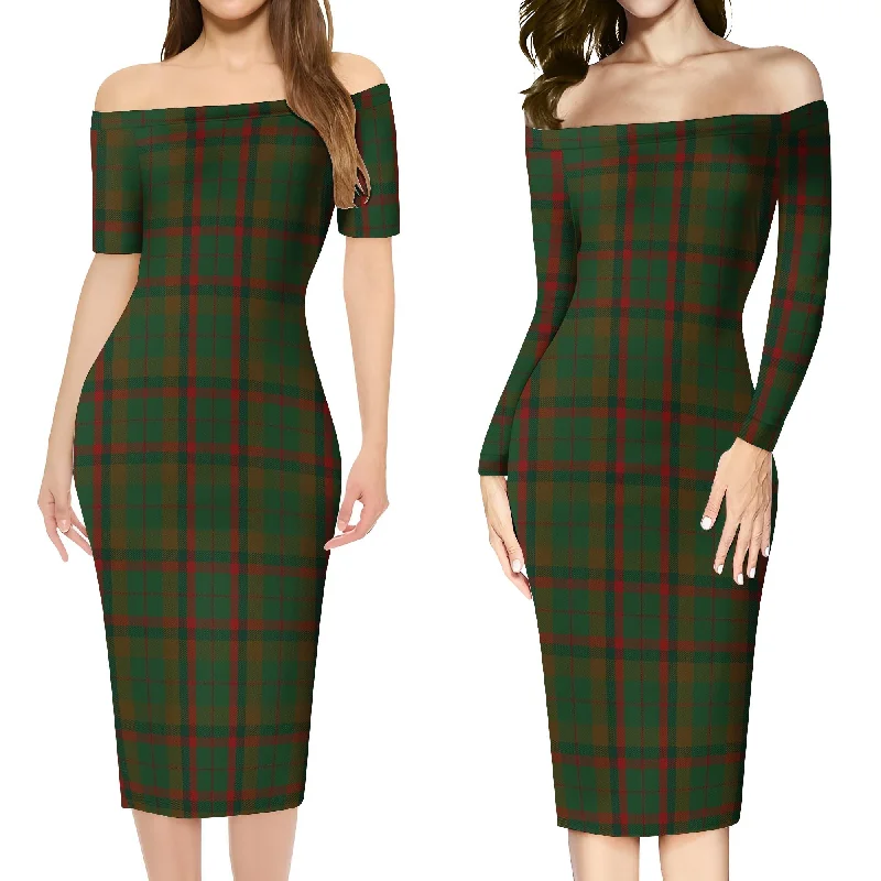 Macnaughton Hunting Tartan Off Shoulder Lady Dress Breathable unclassified dresses