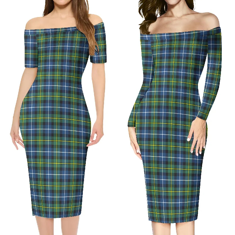 MacNeil of Barra Ancient Tartan Off Shoulder Lady Dress Bright color unclassified dresses