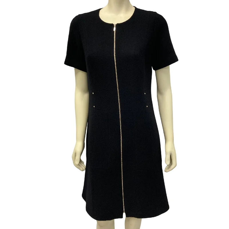 Michele C. Meyer-Shipp's Black Zip-Front Dress (L) Casual chic unclassified dresses