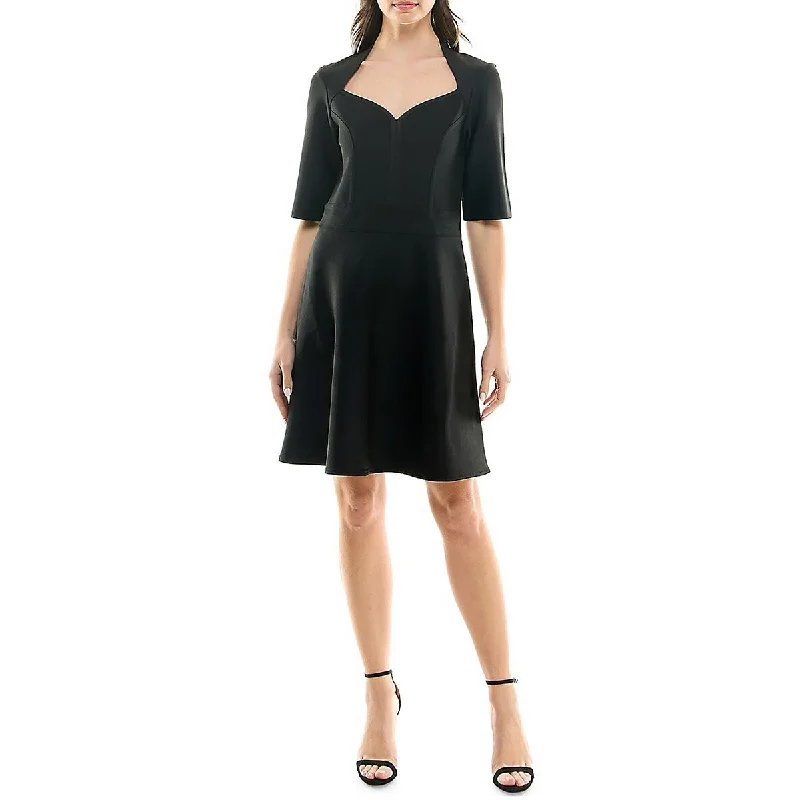 Nicole Miller Womens Elbow Sleeves Above Knee Fit & Flare Dress High-end unclassified dresses