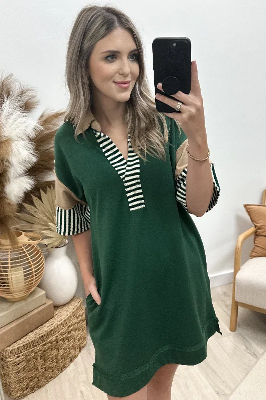 "Peek-A-Boo" Dress (Hunter Green) Comfortable unclassified dresses