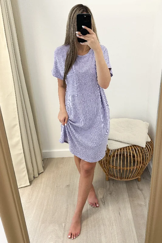 "Ribbed & Relaxed" Dress (Lavender) Cotton unclassified dresses