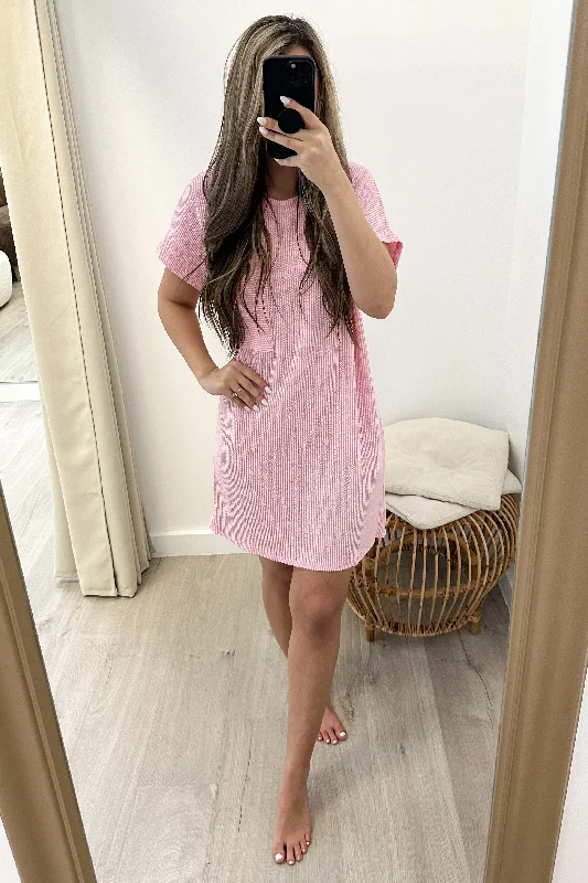 "Ribbed & Relaxed" Dress (Pink) Anniversary unclassified dresses