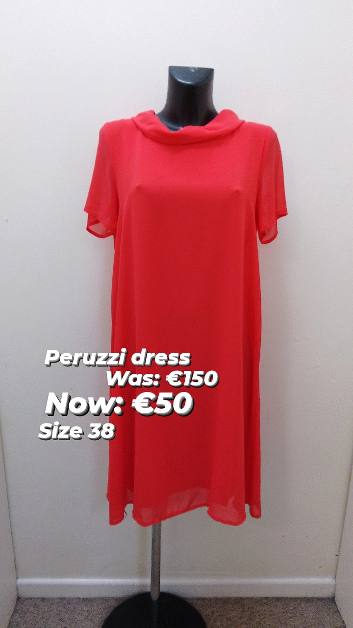 S19137- Peruzzi coral red dress Knitted unclassified dresses