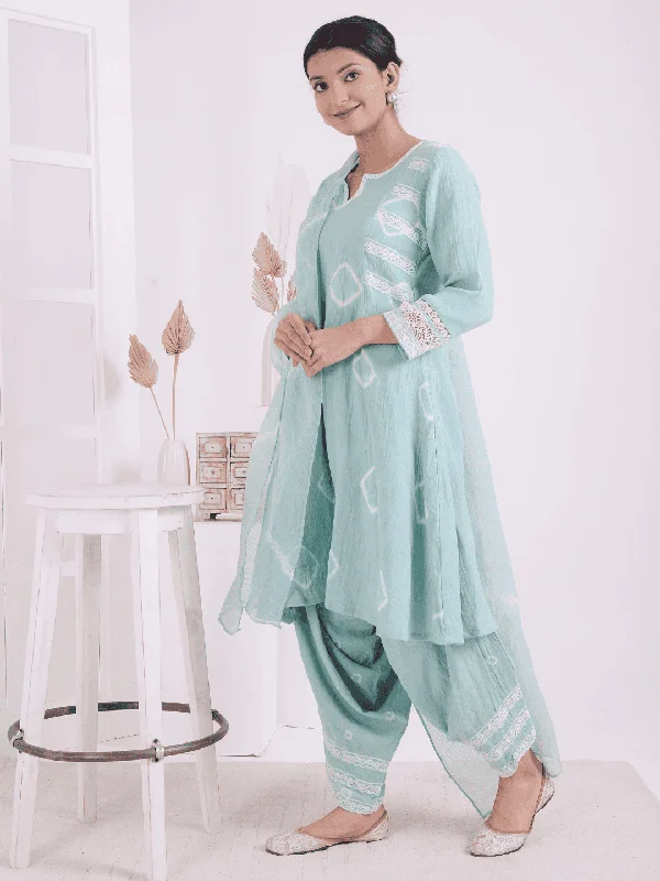 Aqua Green Tie & Dye Kurta Set Short unclassified dresses