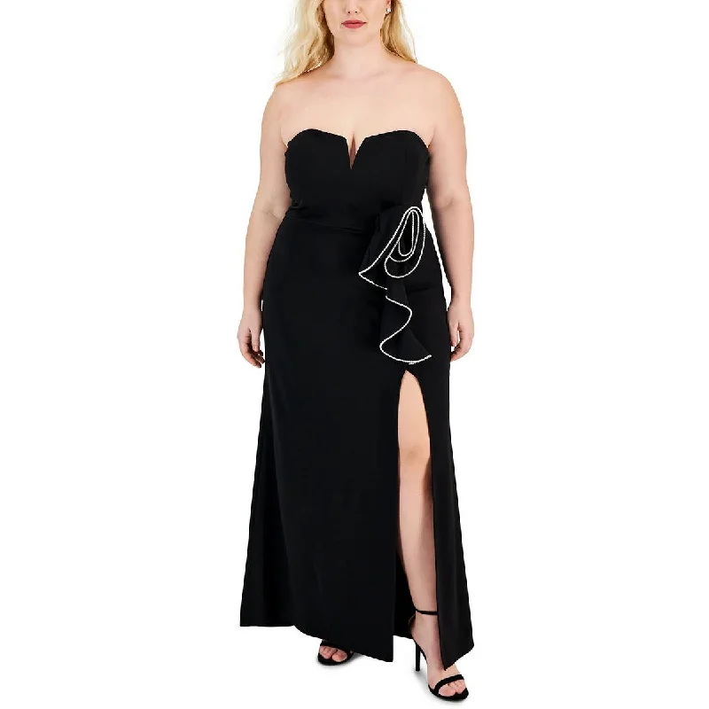 Speechless Womens Plus Knit Strapless Evening Dress Dark color unclassified dresses