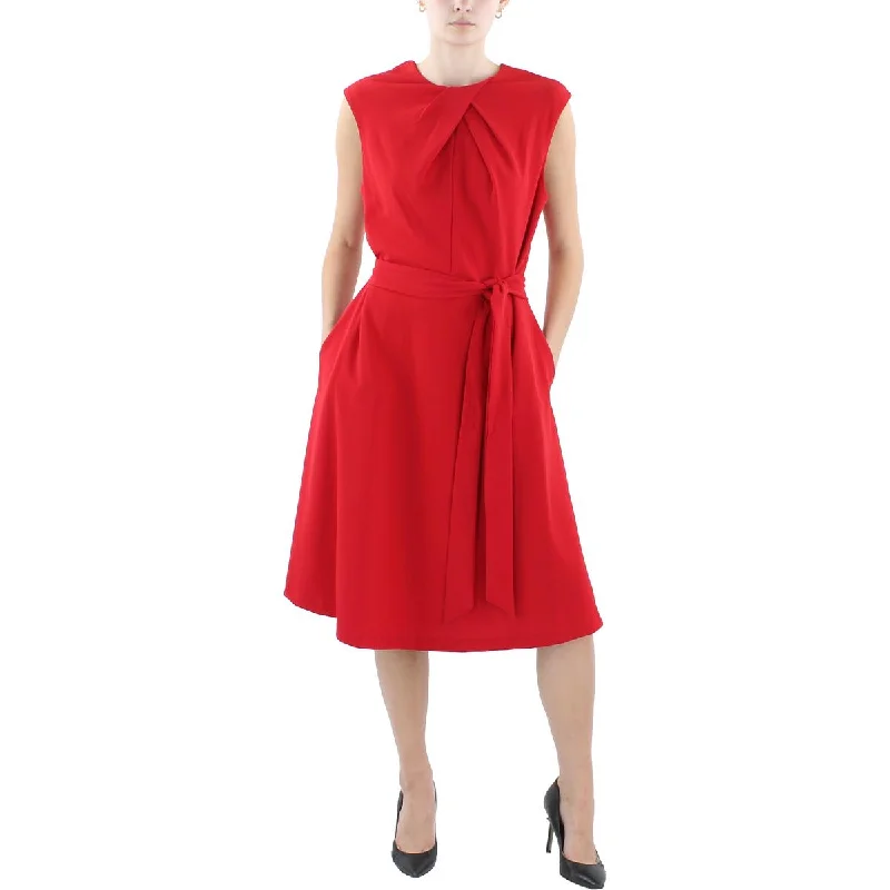 Tahari ASL Womens Pleated Knee-Length Fit & Flare Dress Y2K unclassified dresses