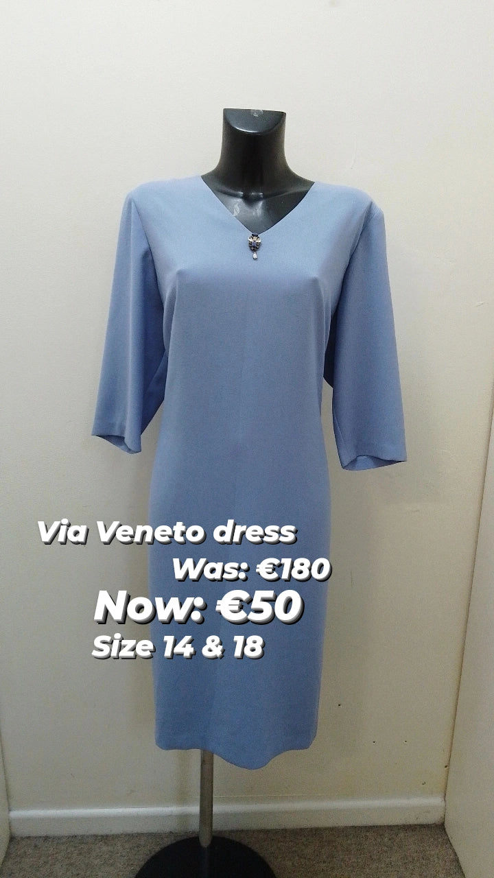 V3602 Via Veneto Shift dress with jewel detail- blue Engagement unclassified dresses