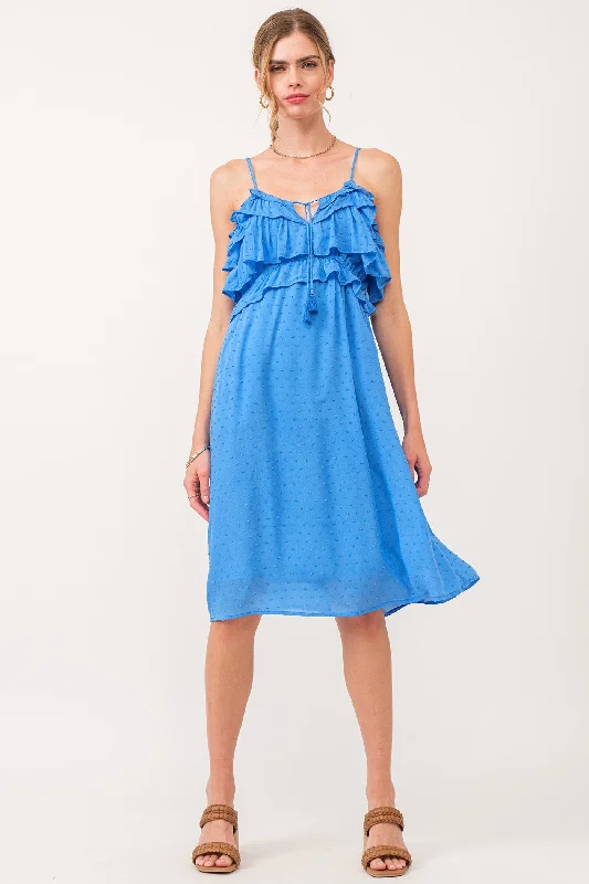 VALENTINA MULTI RUFFLE DRESS BLUE STAR Neutral tone unclassified dresses