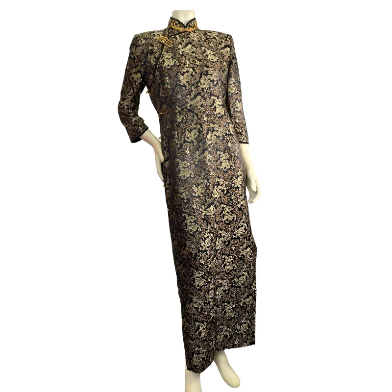 Vintage Gold Dragon Cheongsam Earthy tone unclassified dresses