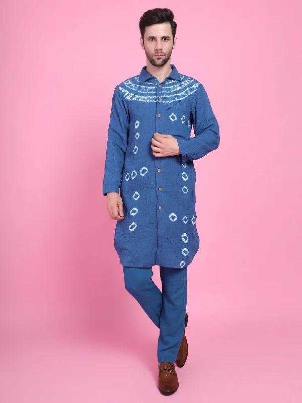 Blue Tie & Dye Men Kurta Set Tulle unclassified dresses