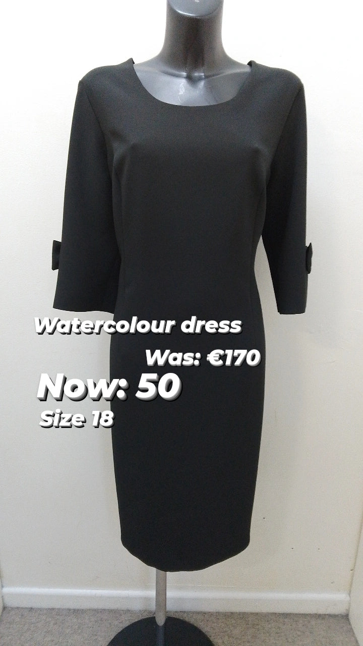 W112 Watercolours 1/4 sleeve black dress Elegant evening unclassified dresses