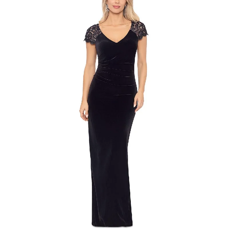 X by Xscape Womens Velvet Metallic Evening Dress One-shoulder unclassified dresses