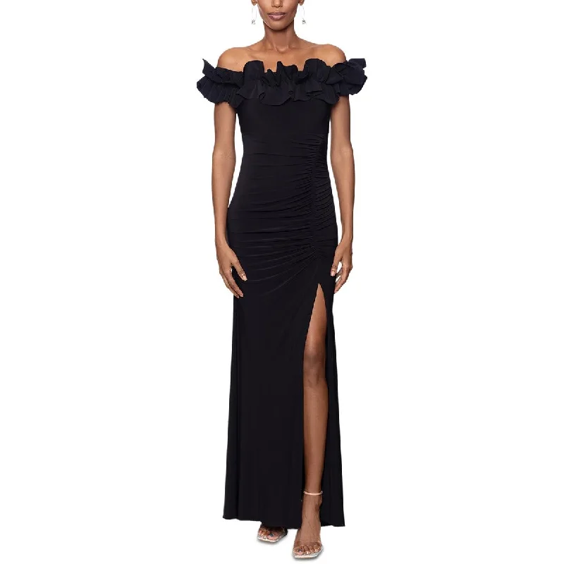 Xscape Womens Ruffled Off-The-Shoulder Evening Dress Anniversary unclassified dresses