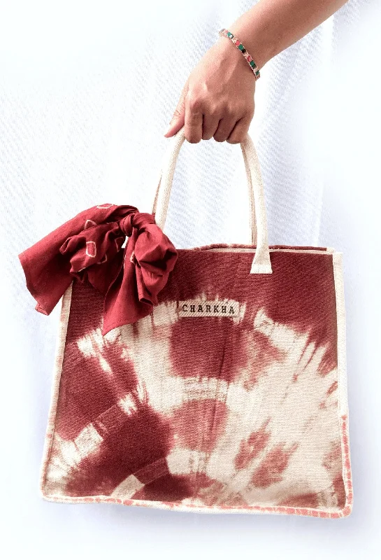 Brown  Tie Dye Tote Bag Backless unclassified dresses