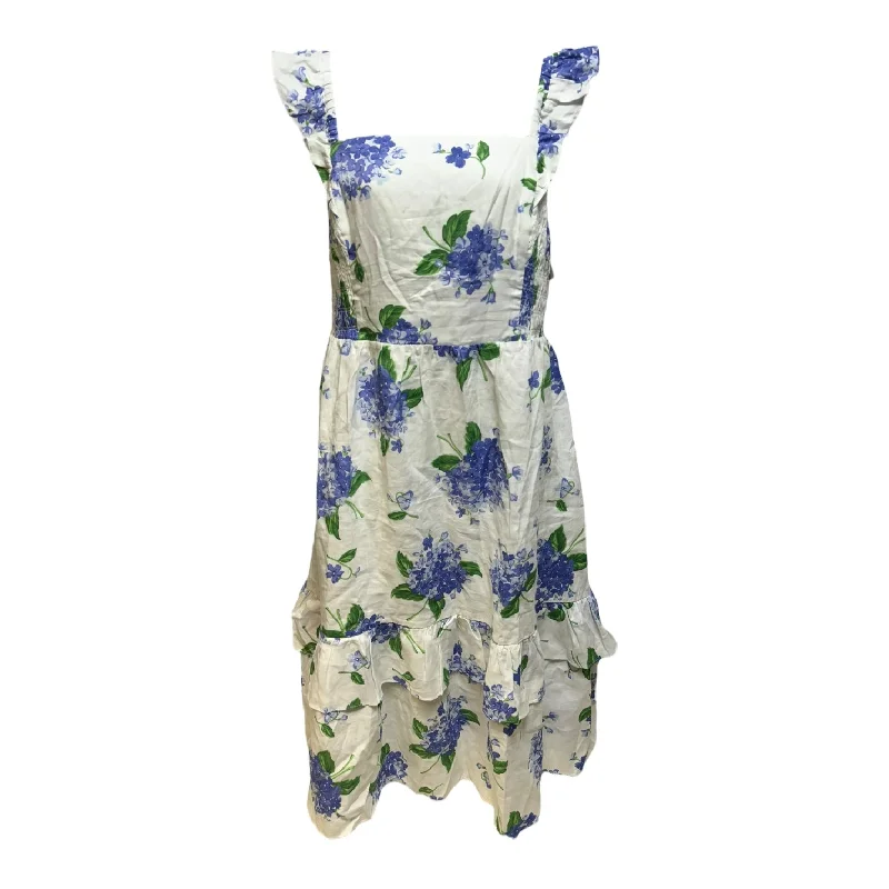 Carrie Ruffle Dress Casual Maxi By Draper James In Floral Print, Size: 2x Front Slit Skirt