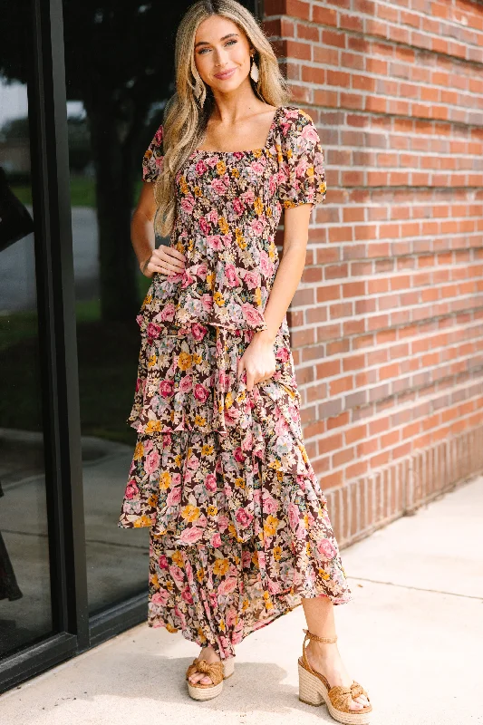 Fab Days Ahead Brown Floral Maxi Dress Maxi Skirt Party