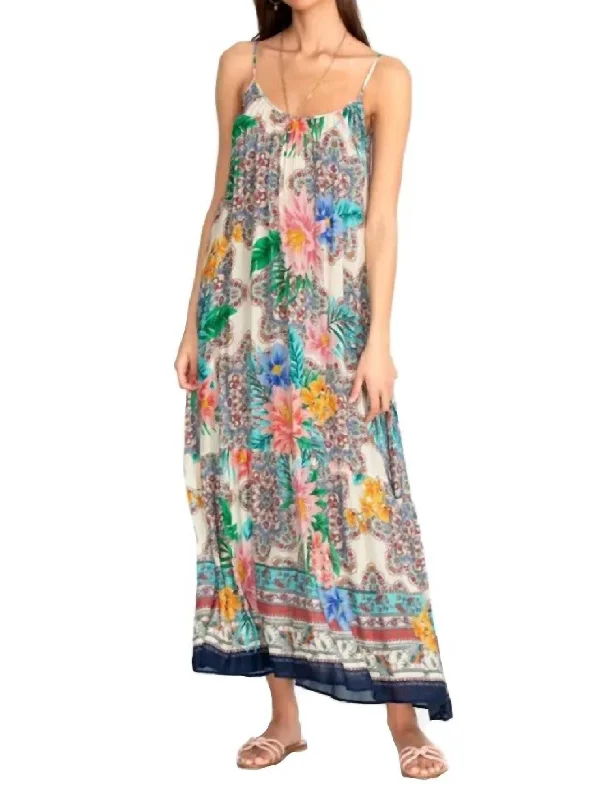 Hosta Maxi Dress In Multi Ruffle Long Maxi