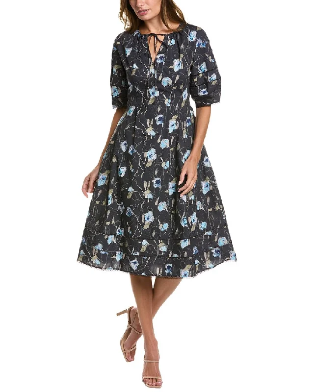 Marchesa Notte Aster Printed Midi Dress Midi Skirt Blouse