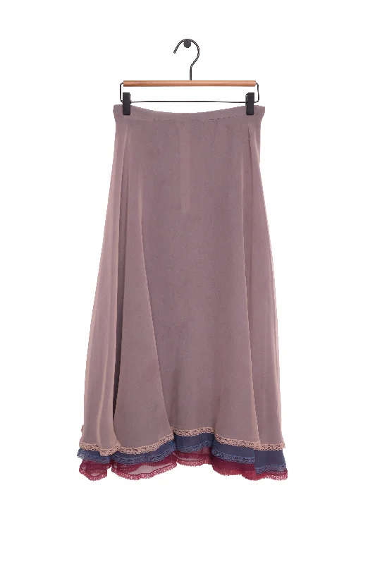 Semi Sheer Layered Maxi Skirt Ruffled Midi Skirt