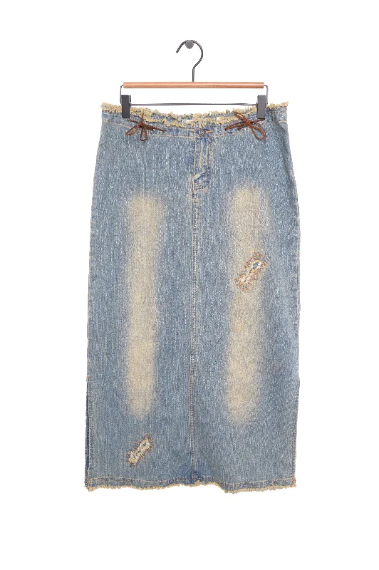 Y2K Denim Maxi Skirt Stylish Midi Skirt