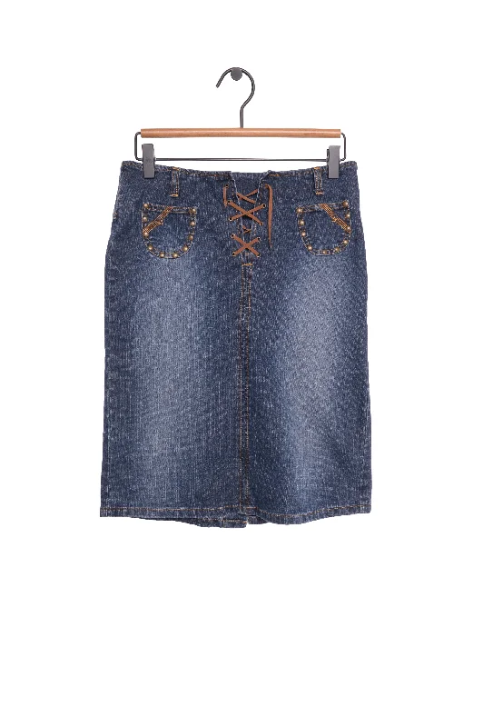 Y2K Jordache Denim Midi Skirt Boho Chic Midi